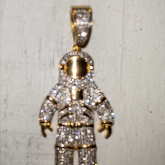 14k Real Gold Natural Diamond Pendant - Picture 2 of 3